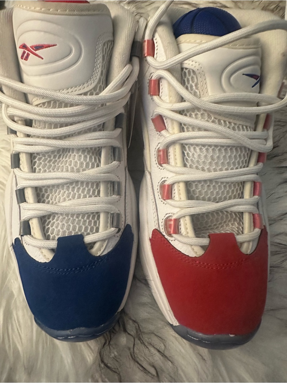 Reebok White Sneakers with Blue & Red Toe Caps